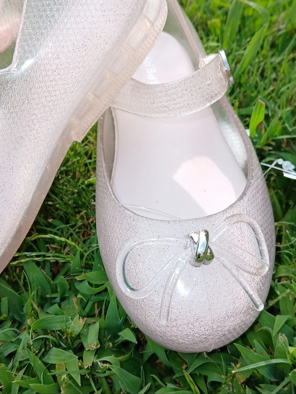 9, 10 Sperry Kids Shimmery Mary Jane Jelly Shoes, Clear Pink, Waterproof
